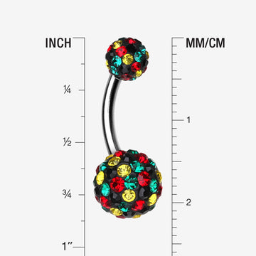 Detail View 1 of Brilliant Motley Multi-Gem Sparkle Belly Ring-Rasta